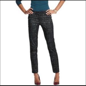 Ann Taylor LOFT Zoe Jacquard Black & Sage Green Ankle Pants
